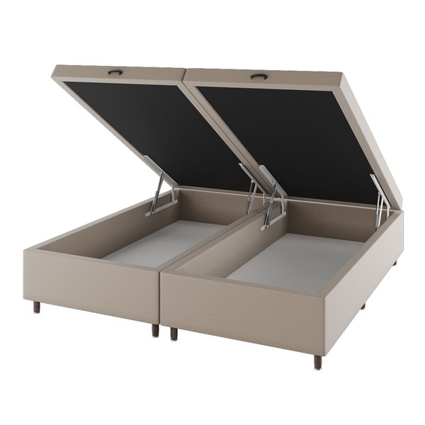 Base de Cama Box King Sonata com Baú Rústico/Palha - Vian