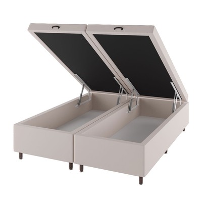Base de Cama Box Queen Sonata com Baú Turkey/Creme - Vian