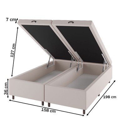 Base de Cama Box Queen Sonata com Baú Turkey/Creme - Vian