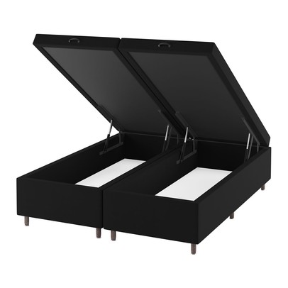 Base de Cama Box Queen Sonata com Baú Veludo Preto - Vian