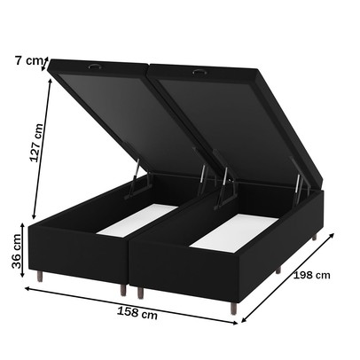 Base de Cama Box Queen Sonata com Baú Veludo Preto - Vian