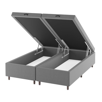 Base de Cama Box Queen Sonata com Baú Veludo Cinza - Vian