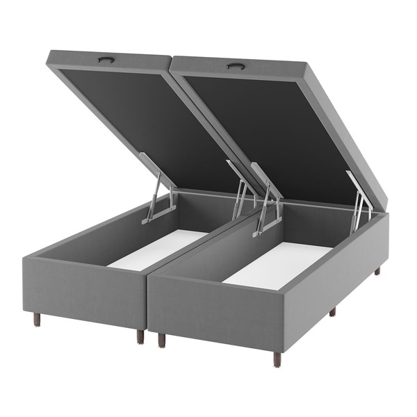 Base de Cama Box Queen Sonata com Baú Veludo Cinza - Vian