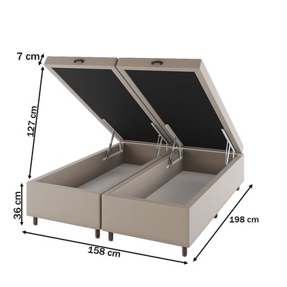Base de Cama Box Queen Sonata com Baú Rústico/Palha - Vian