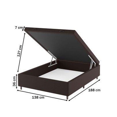 Base de Cama Box Casal Sonata com Baú Marrom - Vian