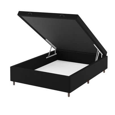 Base de Cama Box Casal Sonata com Baú Veludo Preto - Vian