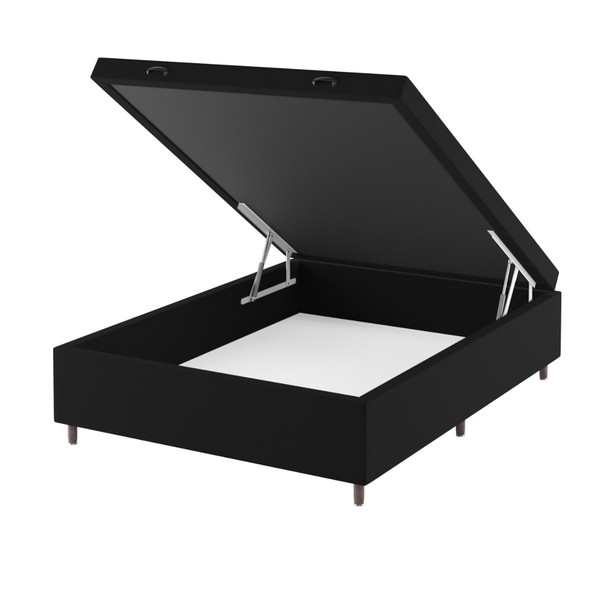 Base de Cama Box Casal Sonata com Baú Veludo Preto - Vian