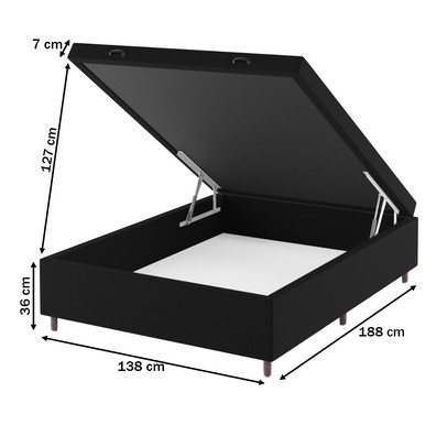 Base de Cama Box Casal Sonata com Baú Veludo Preto - Vian