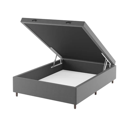 Base de Cama Box Casal Sonata com Baú Veludo Cinza - Vian