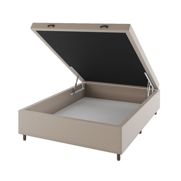 Base de Cama Box Casal Sonata com Baú Rustico Palha - Vian