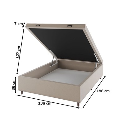 Base de Cama Box Casal Sonata com Baú Rustico Palha - Vian
