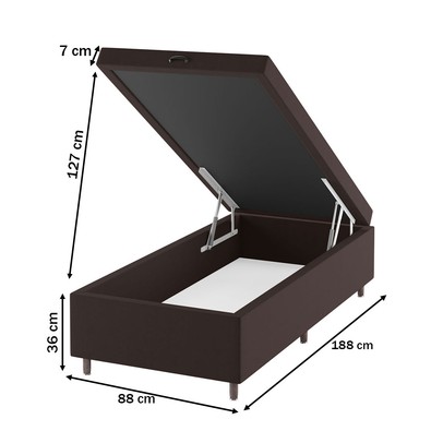 Base de Cama Box Solteiro Sonata com Baú Marrom - Vian