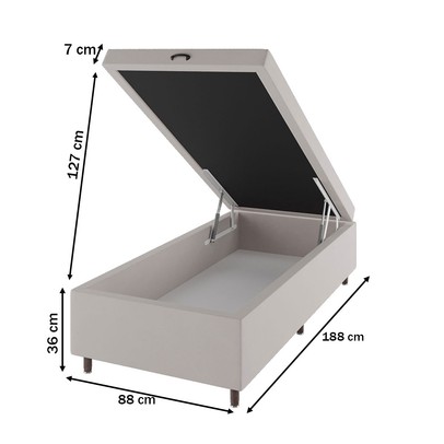 Base de Cama Box Solteiro Sonata com Baú Turkey/Creme - Vian