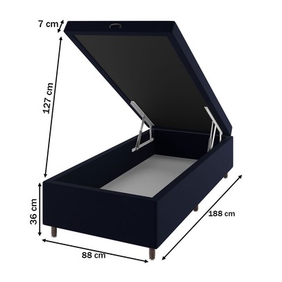 Base de Cama Box Solteiro Sonata com Baú Turkey/Azul - Vian