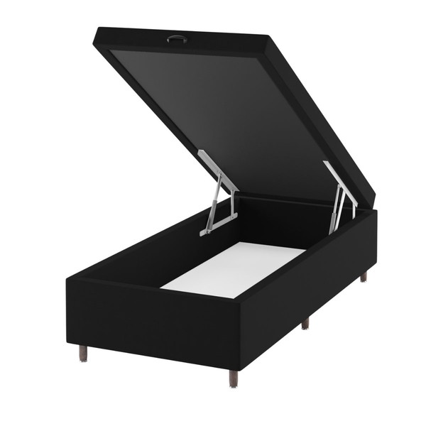 Base de Cama Box Solteiro Sonata com Baú Veludo Preto - Vian