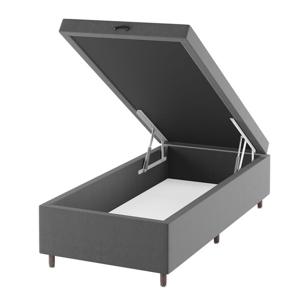 Base de Cama Box Solteiro Sonata com Baú Veludo Cinza - Vian