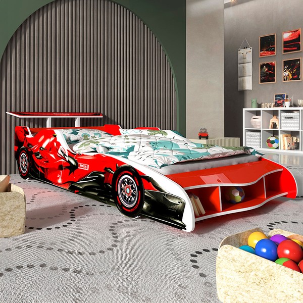 Cama Infantil F1 100% Mdf  Vermelho - Gelius