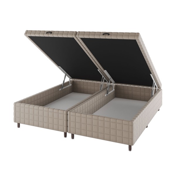 Base de Cama Box King Vision com Baú Rústico/Palha - Vian