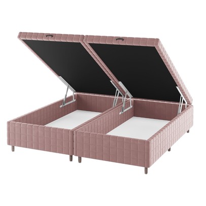 Base de Cama Box Queen Vision com Baú Turkey/Rose - Vian