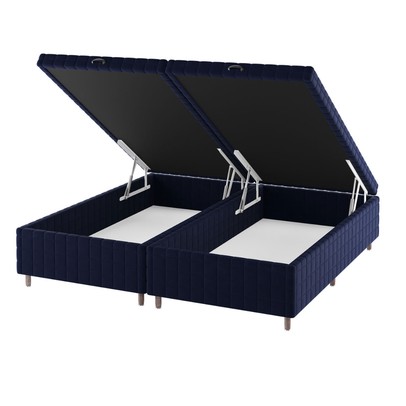 Base de Cama Box Queen Vision com Baú Turkey/Azul - Vian