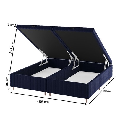Base de Cama Box Queen Vision com Baú Turkey/Azul - Vian