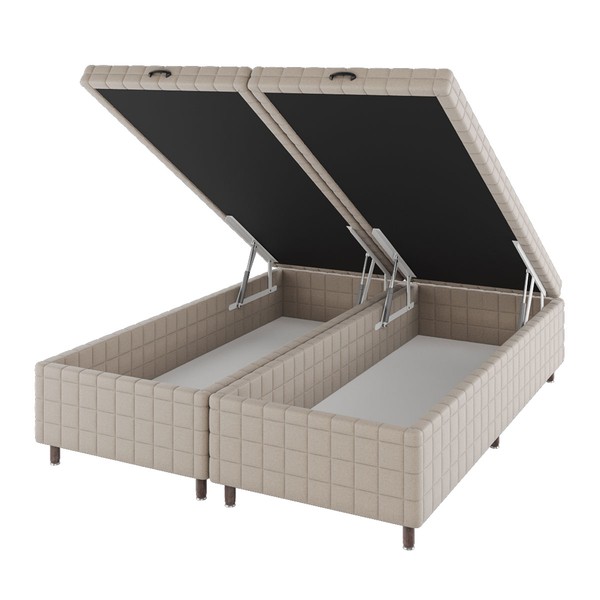 Base de Cama Box Queen Vision com Baú Rústico/Palha - Vian