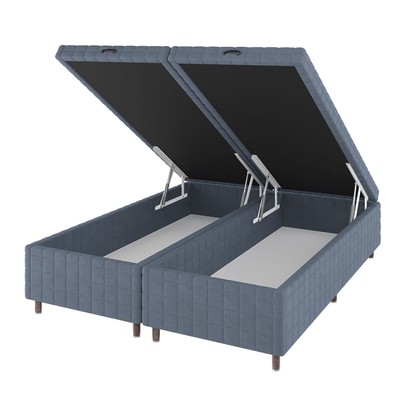 Base de Cama Box Queen Vision com Baú Rústico/Azul - Vian