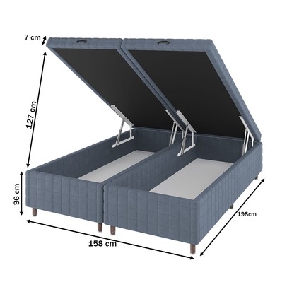 Base de Cama Box Queen Vision com Baú Rústico/Azul - Vian