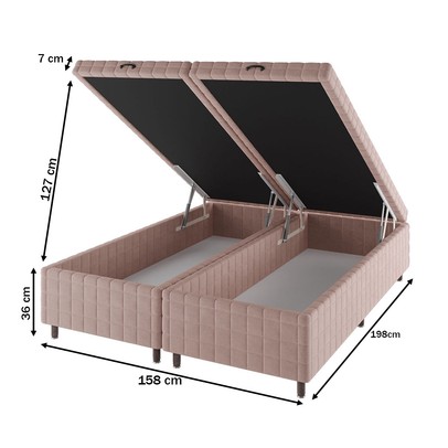 Base de Cama Box Queen Vision com Baú Rústico/Rose - Vian