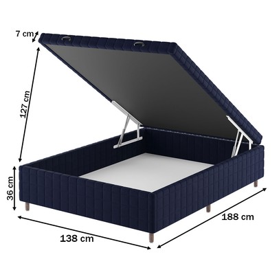 Base de Cama Box Casal Vision com Baú Turkey/Azul - Vian