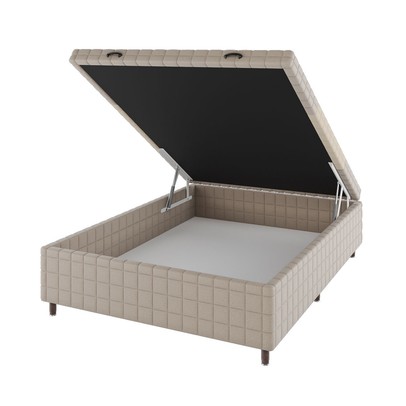 Base de Cama Box Casal Vision com Baú Rústico/Palha - Vian