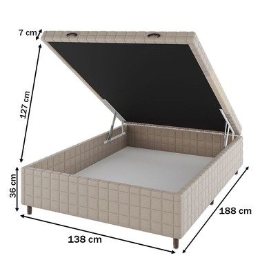 Base de Cama Box Casal Vision com Baú Rústico/Palha - Vian