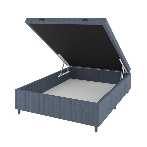 Base de Cama Box Casal Vision com Baú Rústico/Azul - Vian