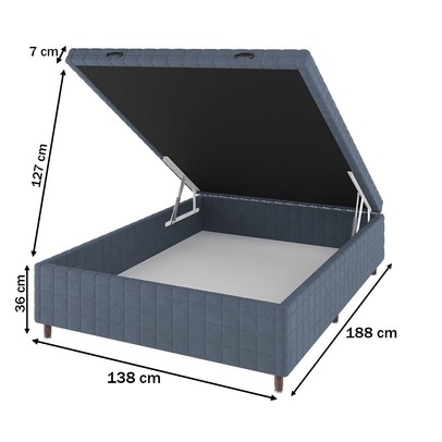 Base de Cama Box Casal Vision com Baú Rústico/Azul - Vian