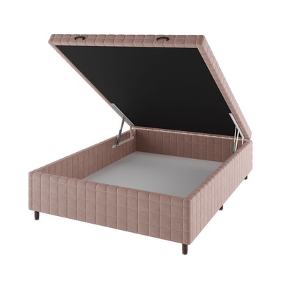 Base de Cama Box Casal Vision com Baú Rústico/Rose - Vian