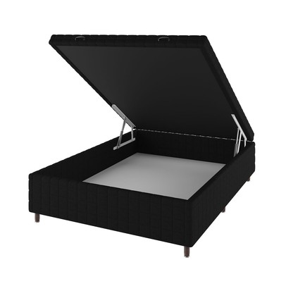 Base de Cama Box Casal Vision com Baú Rústico/Preto - Vian