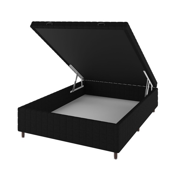 Base de Cama Box Casal Vision com Baú Rústico/Preto - Vian