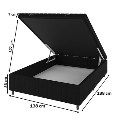 Base de Cama Box Casal Vision com Baú Rústico/Preto - Vian