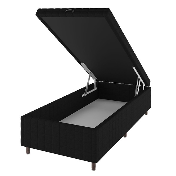 Base de Cama Box Solteiro Vision com Baú Rústico/Preto - Vian