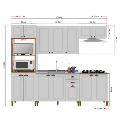 Cozinha Completa Firenze 14 Portas 2 Gavetas 6171.110 Branca - Indekes