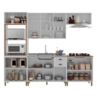 Cozinha Completa Firenze 14 Portas 2 Gavetas com Vidro 6171.133 Branca - Indekes