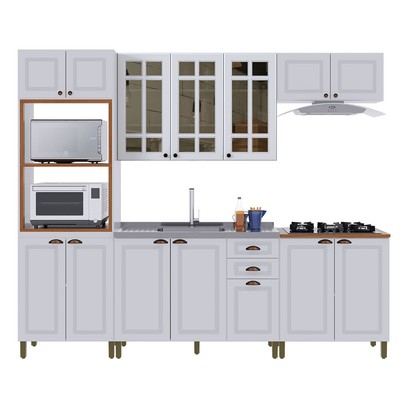 Cozinha Completa Firenze 14 Portas 2 Gavetas com Vidro 6171.133 Branca - Indekes