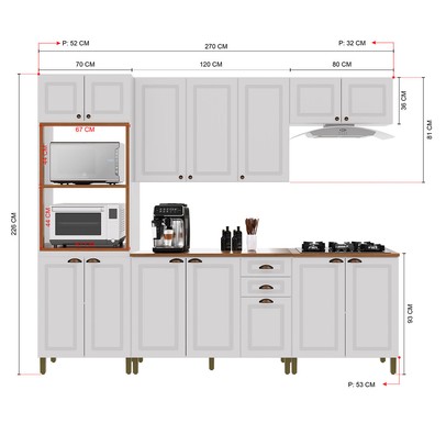 Cozinha Completa Firenze 14 Portas 2 Gavetas 6171.134 Branco - Indekes