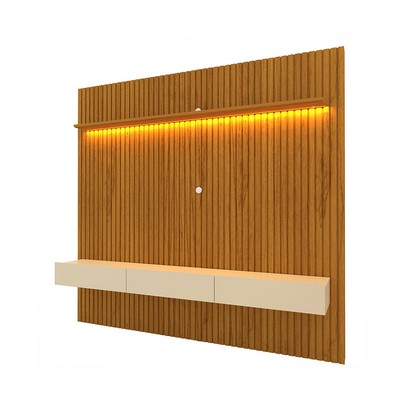 Painel para TV Até 85 Polegadas Nobre 3 Gavetas Ripado 100% Mdf Naturale/Off White - Gelius