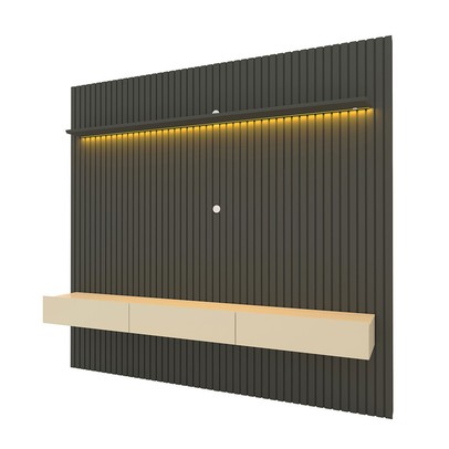 Painel para TV Até 85 Polegadas Nobre 3 Gavetas Ripado 100% Mdf Grafite/Off White - Gelius
