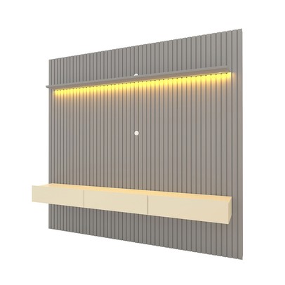 Painel para TV Até 85 Polegadas Nobre 3 Gavetas Ripado 100% Mdf Cinza/Off White - Gelius