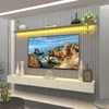 Painel para TV Até 85 Polegadas Nobre 3 Gavetas Ripado 100% Mdf Cinza/Off White - Gelius