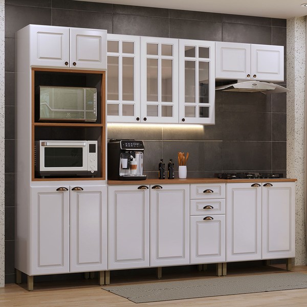 Cozinha Completa Firenze 14 Portas 2 Gavetas com Vidro 6171.135 Branco - Indekes
