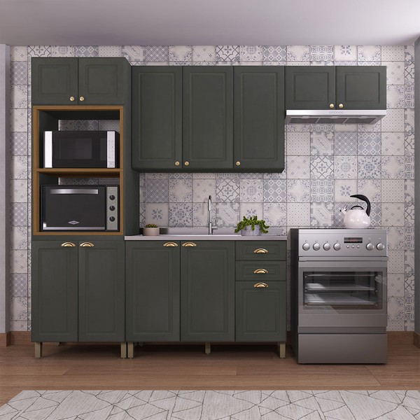 Cozinha Completa Firenze 12 Portas 2 Gavetas 6171.131 Chumbo - Indekes