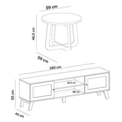 Sala de Estar Completa para TV Até 75 Polegadas Charlotte 2 Portas Cinamomo/Off White - Pnr Móveis